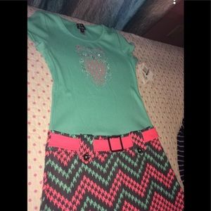 Kids teal dress with a owl